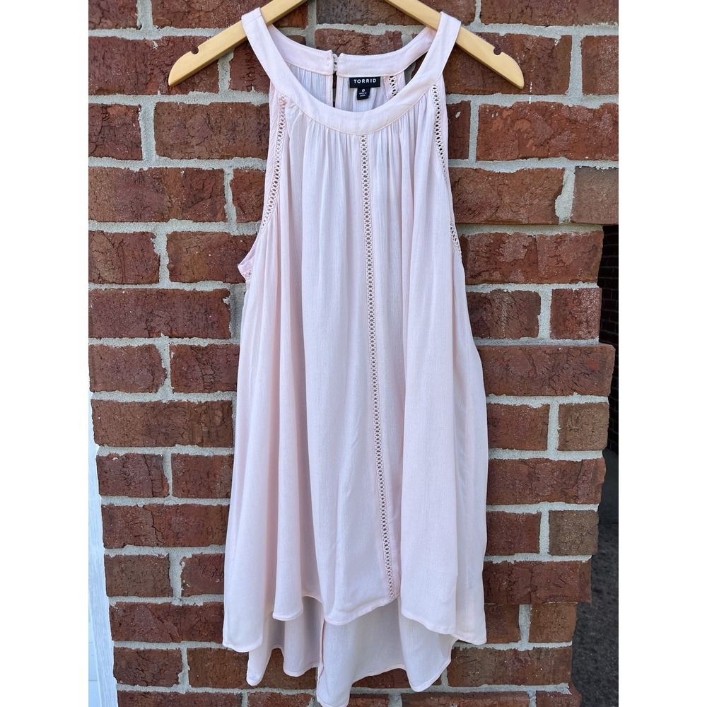 Torrid Gauze Peach Blush Hi-Low Strappy Tunic Sleeveless Top Size 0